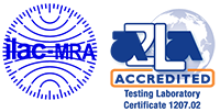A2LA testing laboratory accredidation with lab cert number 1207.01/1207.02